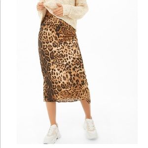 Leopard Print Midi Skirt